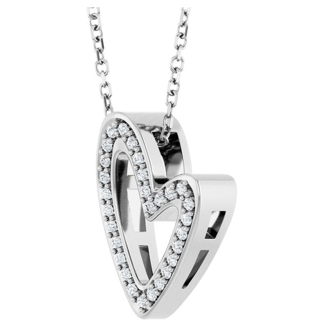 14K Yellow Or White Gold Round 1Mm I1, G-H 18 In Polished 1/8 Ctw Natural Diamond Heart Slide Necklace