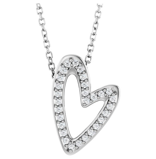14K Yellow Or White Gold Round 1Mm I1, G-H 18 In Polished 1/8 Ctw Natural Diamond Heart Slide Necklace