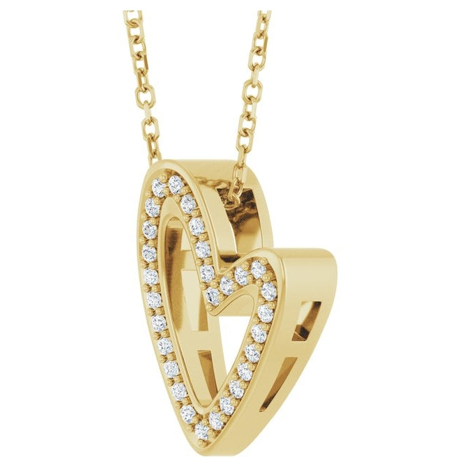 14K Yellow Or White Gold Round 1Mm I1, G-H 18 In Polished 1/8 Ctw Natural Diamond Heart Slide Necklace