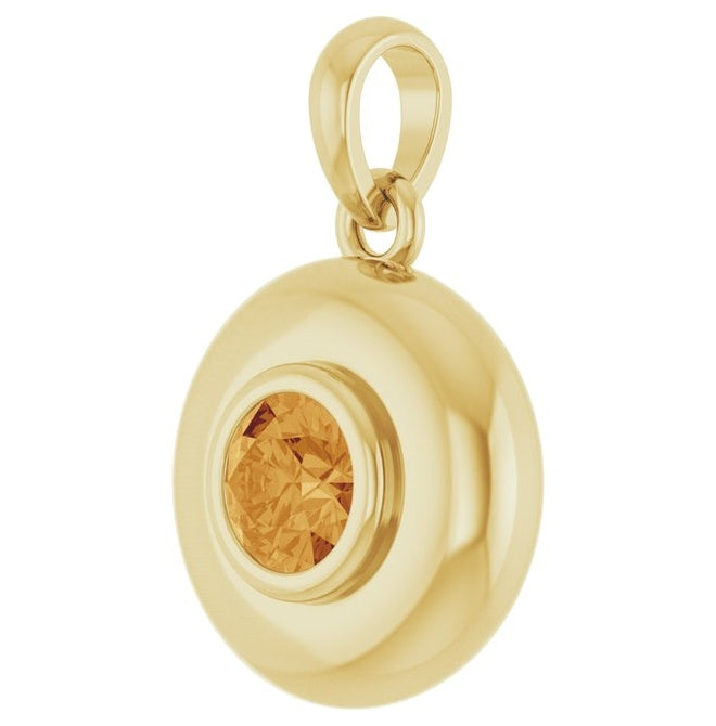 14K Yellow Gold Round 4.1 Mm Polished Natural Citrine Solitaire Charm/Pendant