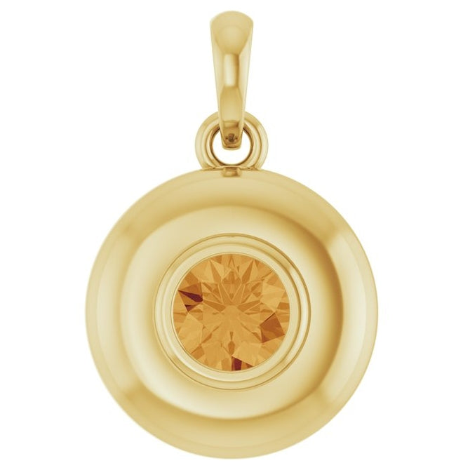 14K Yellow Gold Round 4.1 Mm Polished Natural Citrine Solitaire Charm/Pendant