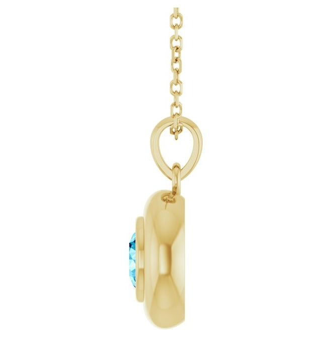 14K Yellow Gold Round 5 Mm Polished Natural Gem Solitaire 16-18" Necklace