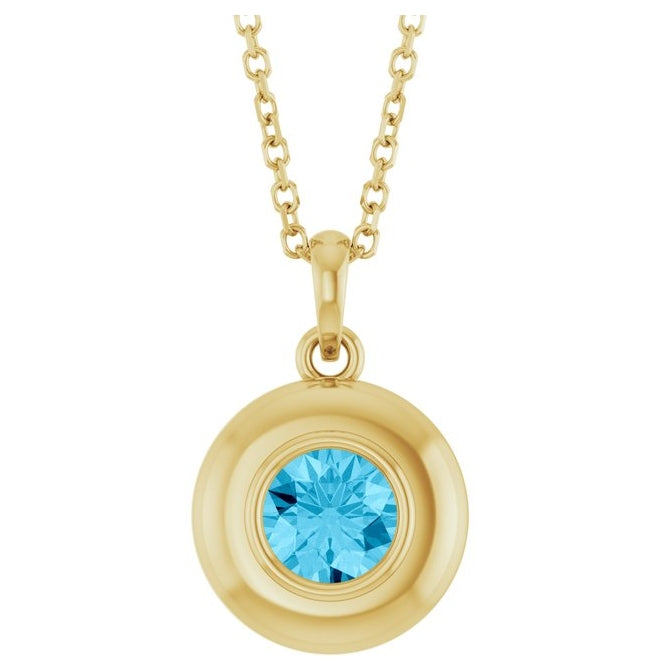 14K Yellow Gold Round 5 Mm Polished Natural Gem Solitaire 16-18" Necklace