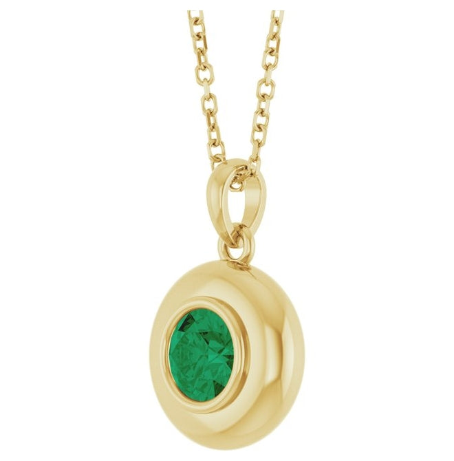 14K Yellow Gold Round 5 Mm Polished Lab-Grown Gem Solitaire 16-18" Necklace