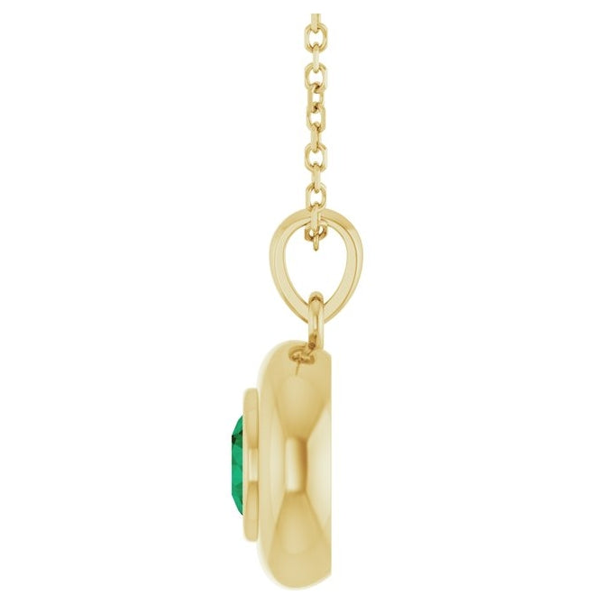 14K Yellow Gold Round 5 Mm Polished Lab-Grown Gem Solitaire 16-18" Necklace