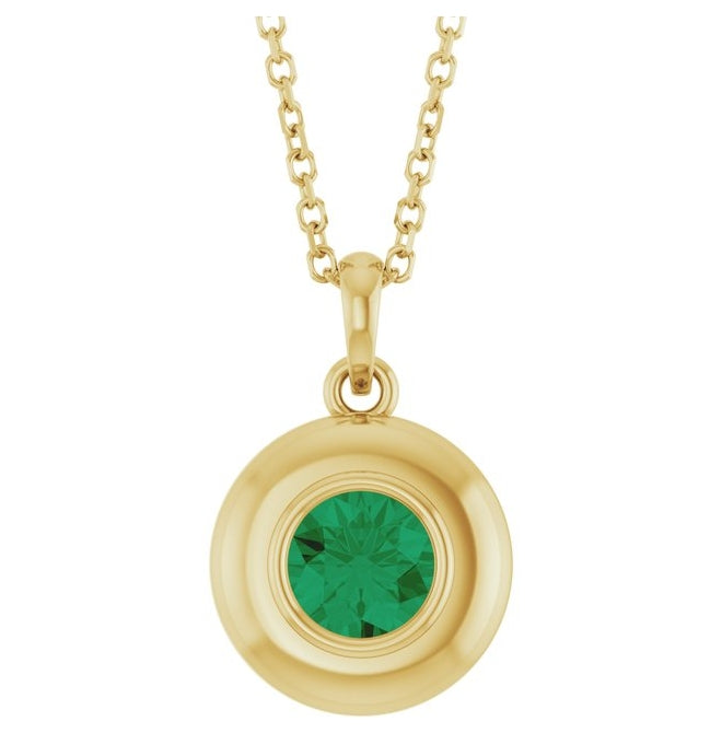 14K Yellow Gold Round 5 Mm Polished Lab-Grown Gem Solitaire 16-18" Necklace