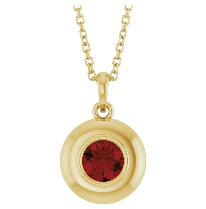 14K Yellow Gold Round 5 Mm Polished Natural Gem Solitaire 16-18" Necklace