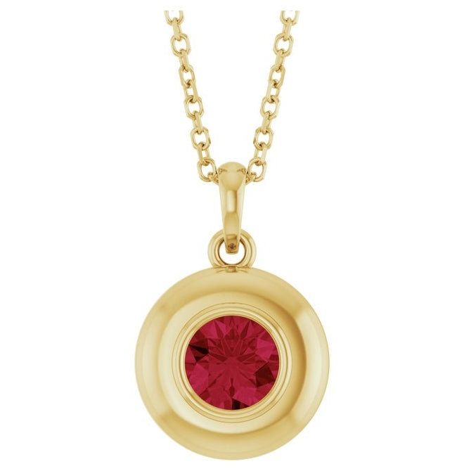 14K Yellow Gold Round 5 Mm Polished Lab-Grown Gem Solitaire 16-18" Necklace