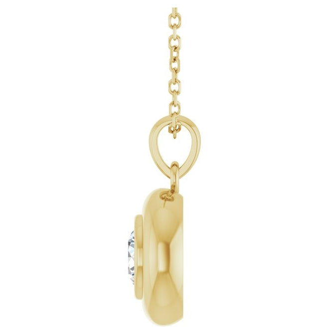 14K Yellow Gold Round 5 Mm Polished Natural Gem Solitaire 16-18" Necklace