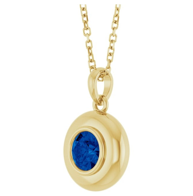 14K Yellow Gold Round 5 Mm Polished Lab-Grown Gem Solitaire 16-18" Necklace