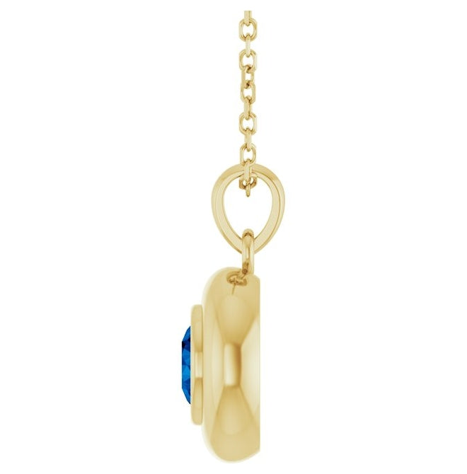 14K Yellow Gold Round 5 Mm Polished Lab-Grown Gem Solitaire 16-18" Necklace