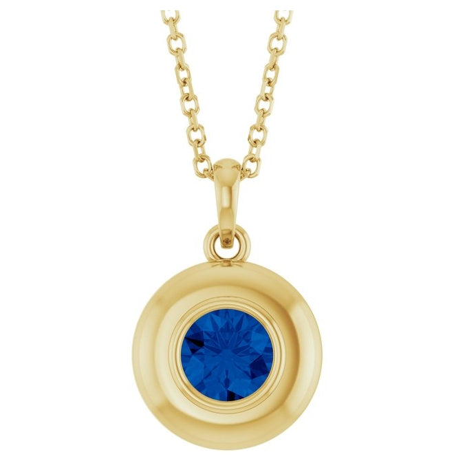 14K Yellow Gold Round 5 Mm Polished Lab-Grown Gem Solitaire 16-18" Necklace