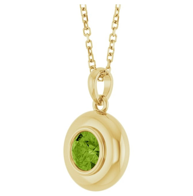 14K Yellow Gold Round 5 Mm Polished Natural Gem Solitaire 16-18" Necklace