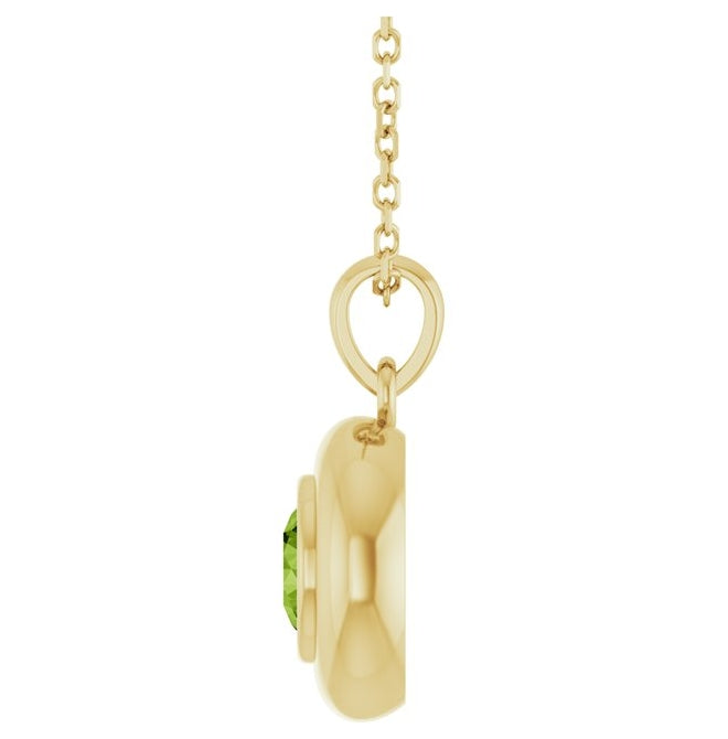 14K Yellow Gold Round 5 Mm Polished Natural Gem Solitaire 16-18" Necklace