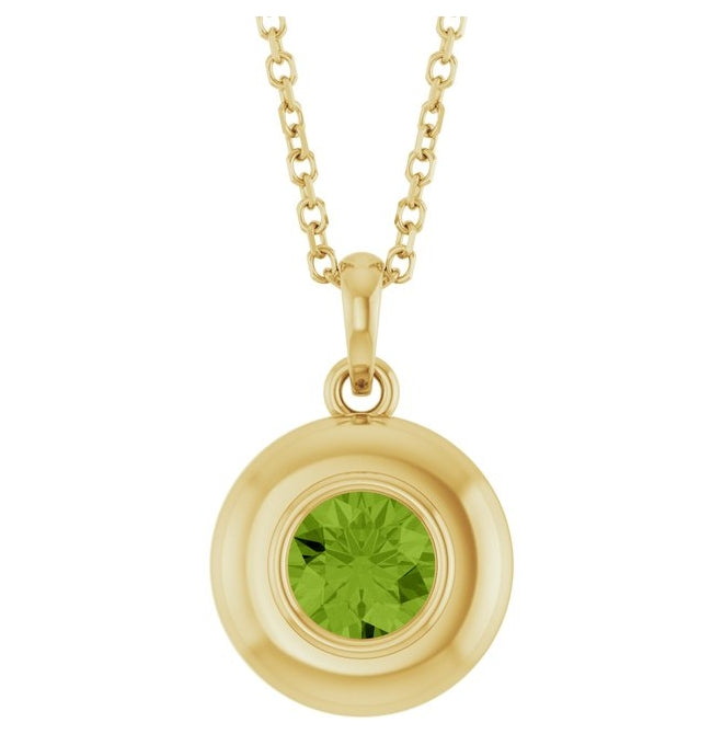 14K Yellow Gold Round 5 Mm Polished Natural Gem Solitaire 16-18" Necklace