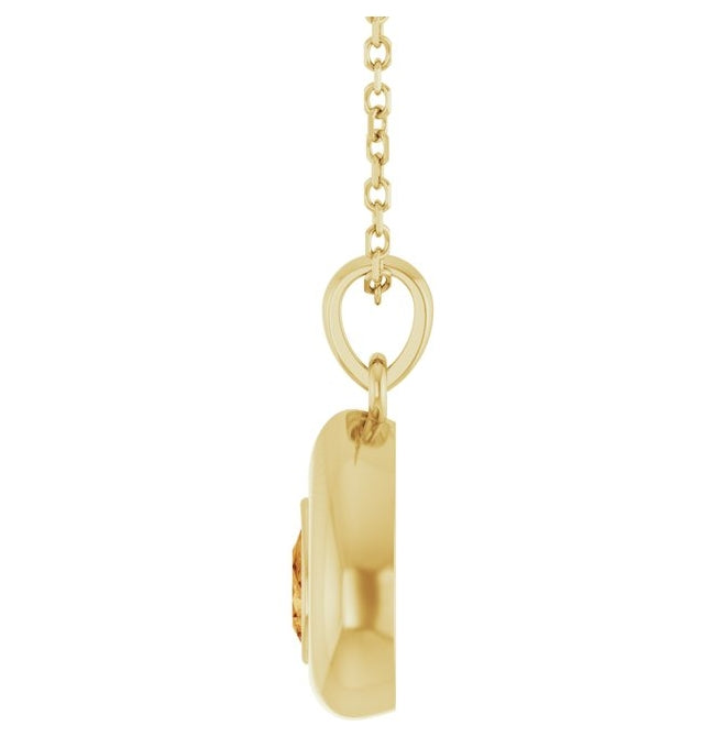 14K Yellow Gold Pear 5 X 3 Mm Polished Natural Citrine Solitaire 16-18" Necklace