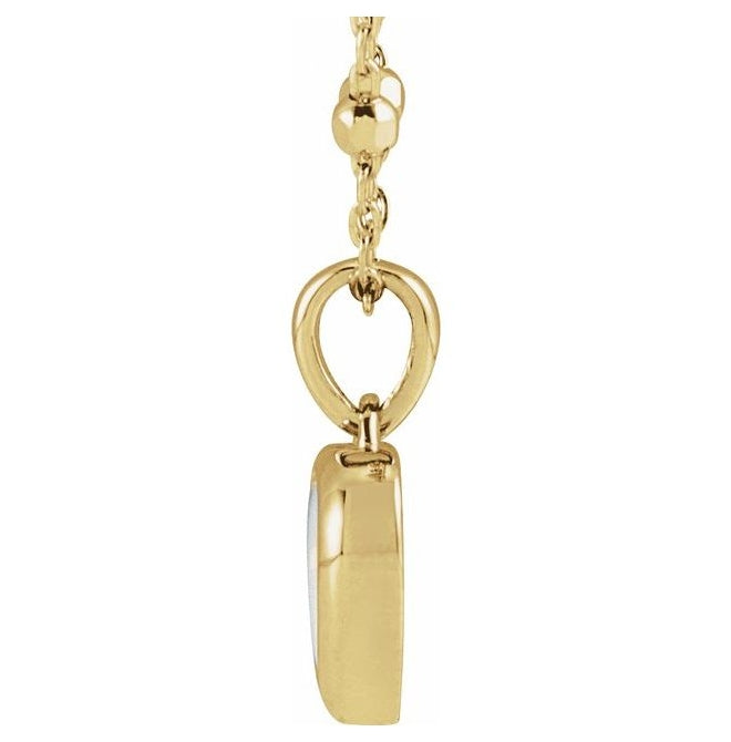 14K Yellow Gold Heart 6 X 6 Mm 18 In Polished Natural Gem Cabochon Necklace