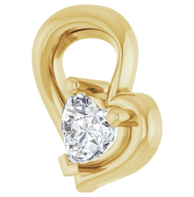 14K Yellow Or White Gold Heart 3.6 X 3.8Mm I1, G-H Polished 1/5 Ct Natural Diamond Freeform Solitaire Pendant