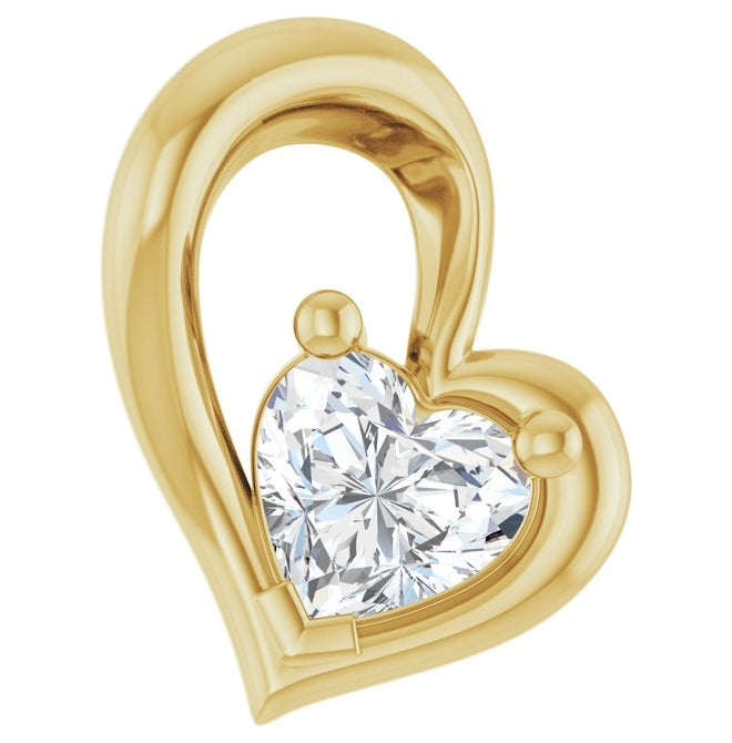 14K Yellow Or White Gold Heart 3.6 X 3.8Mm I1, G-H Polished 1/5 Ct Natural Diamond Freeform Solitaire Pendant