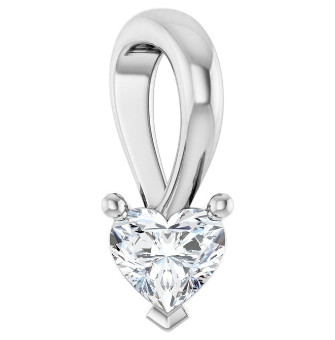 14K Yellow Or White Gold Heart 4.3 X 3.9Mm I1, G-H Polished 1/4 Ct Natural Diamond Slide Pendant