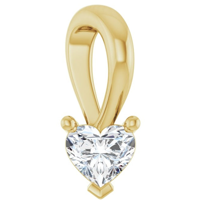 14K Yellow Or White Gold Heart 4.3 X 3.9Mm I1, G-H Polished 1/4 Ct Natural Diamond Slide Pendant