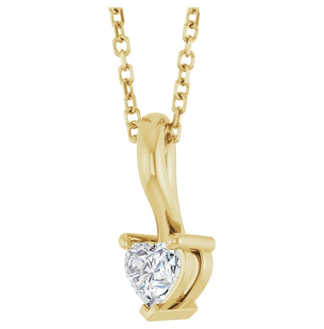 14K Yellow Or White Gold Heart 3.9 X 4.3Mm I1, G-H 18 In Polished 1/4 Ct Natural Diamond Slide Necklace