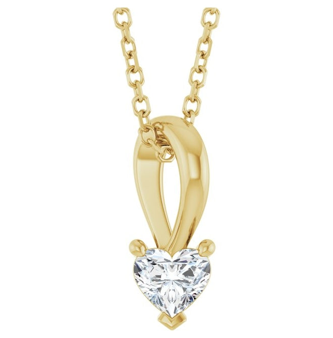 14K Yellow Or White Gold Heart 3.9 X 4.3Mm I1, G-H 18 In Polished 1/4 Ct Natural Diamond Slide Necklace