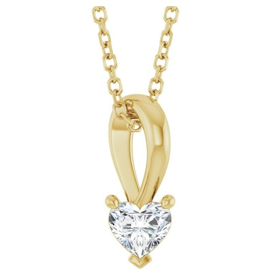 14K Yellow Or White Gold Heart 3.9 X 4.3Mm I1, G-H 18 In Polished 1/4 Ct Natural Diamond Slide Necklace