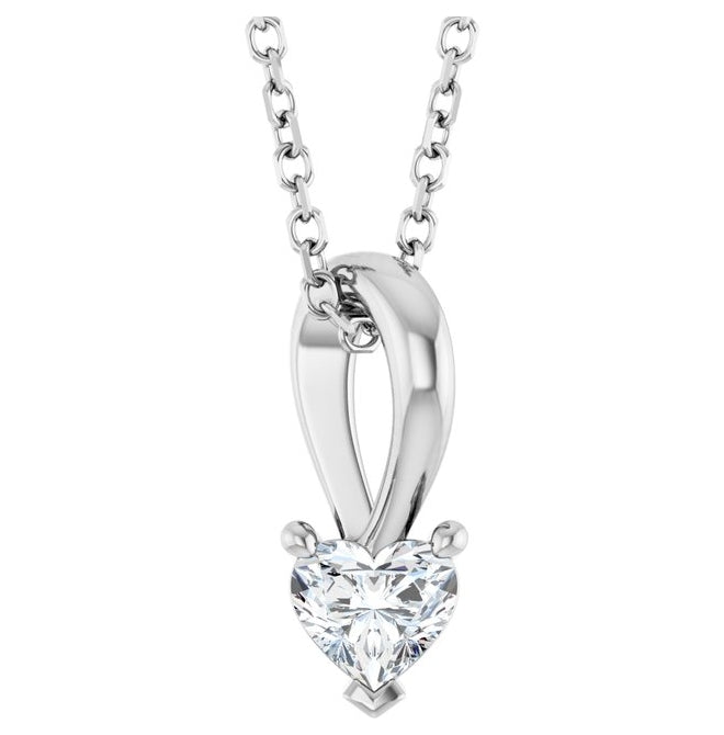 14K Yellow Or White Gold Heart 3.9 X 4.3Mm I1, G-H 18 In Polished 1/4 Ct Natural Diamond Slide Necklace