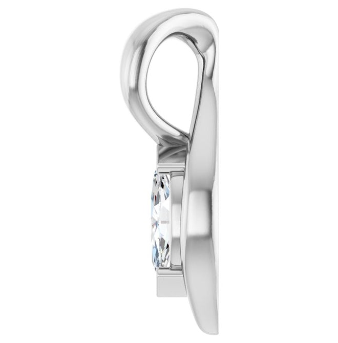 14K Yellow Or White Gold Marquise 5 X 2.5Mm Si, Ghi Polished 1/8 Ct Lab-Grown Diamond Freeform Solitaire Pendant