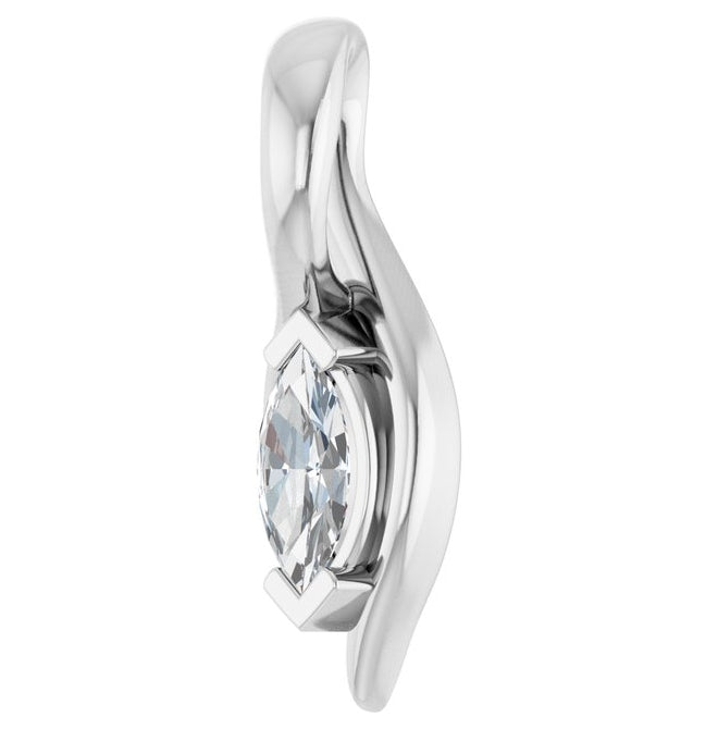14K Yellow Or White Gold Marquise 5 X 2.5Mm Si, Ghi Polished 1/8 Ct Lab-Grown Diamond Freeform Solitaire Pendant