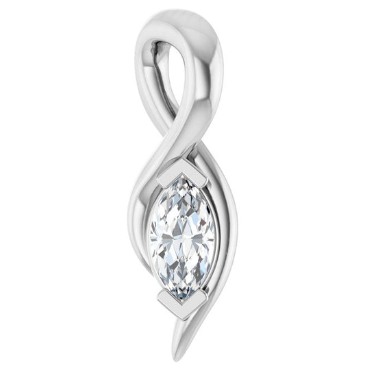14K Yellow Or White Gold Marquise 5 X 2.5Mm Si, Ghi Polished 1/8 Ct Lab-Grown Diamond Freeform Solitaire Pendant