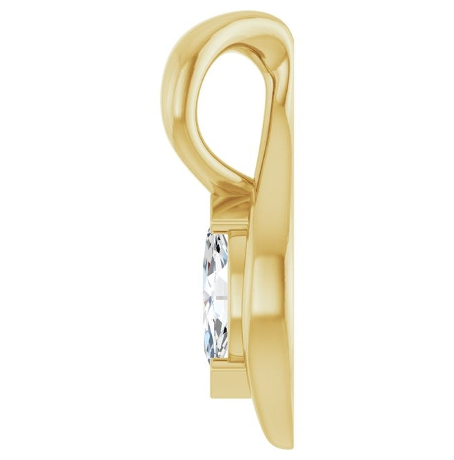 14K Yellow Or White Gold Marquise 5 X 2.5Mm Si, Ghi Polished 1/8 Ct Lab-Grown Diamond Freeform Solitaire Pendant