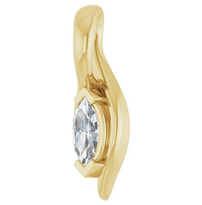 14K Yellow Or White Gold Marquise 5 X 2.5Mm Si, Ghi Polished 1/8 Ct Lab-Grown Diamond Freeform Solitaire Pendant