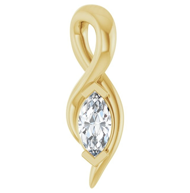 14K Yellow Or White Gold Marquise 5 X 2.5Mm Si, Ghi Polished 1/8 Ct Lab-Grown Diamond Freeform Solitaire Pendant