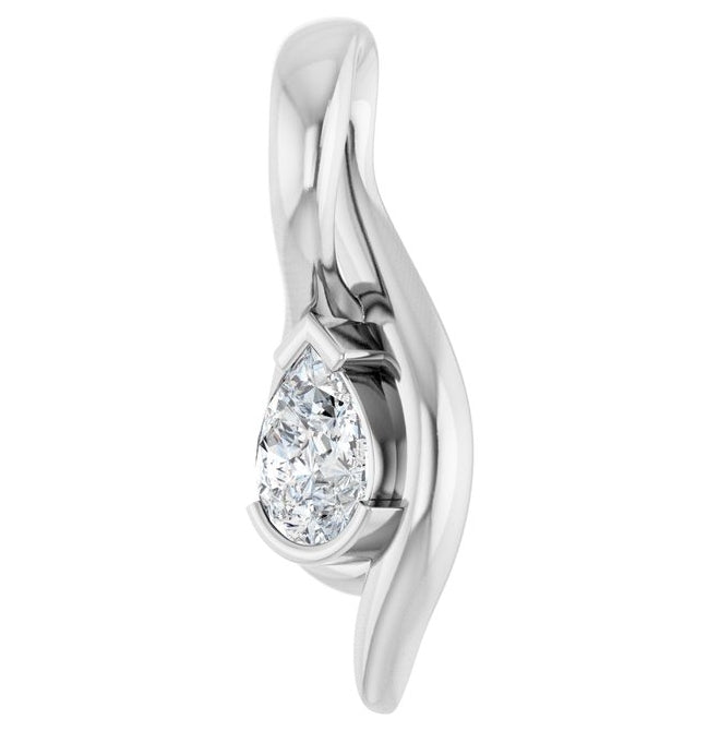 14K Yellow Or White Gold Pear 4 X 3Mm Si, Ghi Polished 1/6 Ct Lab-Grown Diamond Freeform Solitaire Pendant