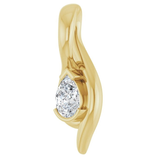 14K Yellow Or White Gold Pear 4 X 3Mm Si, Ghi Polished 1/6 Ct Lab-Grown Diamond Freeform Solitaire Pendant