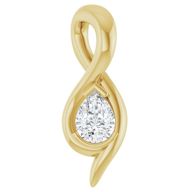 14K Yellow Or White Gold Pear 4 X 3Mm Si, Ghi Polished 1/6 Ct Lab-Grown Diamond Freeform Solitaire Pendant