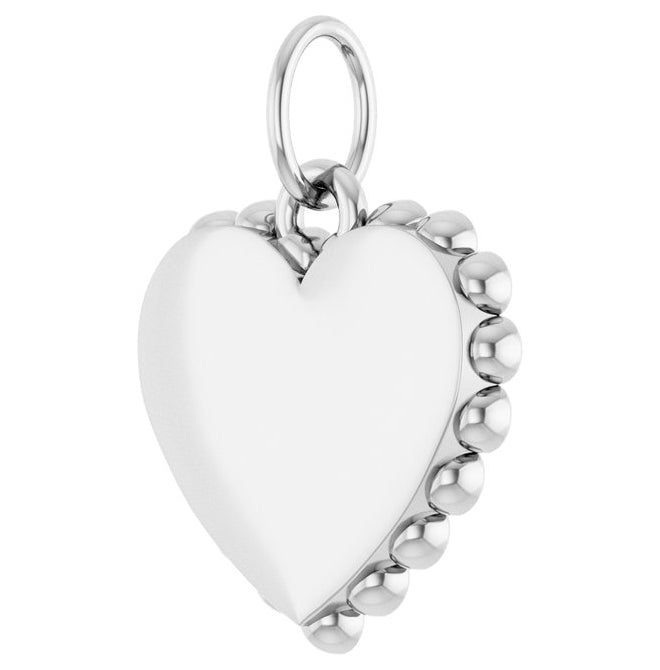 14K Yellow Or White Or Rose Gold Or Sterling Silver 14 X 11 Mm Polished Engravable Scalloped Heart Charm/Pendant