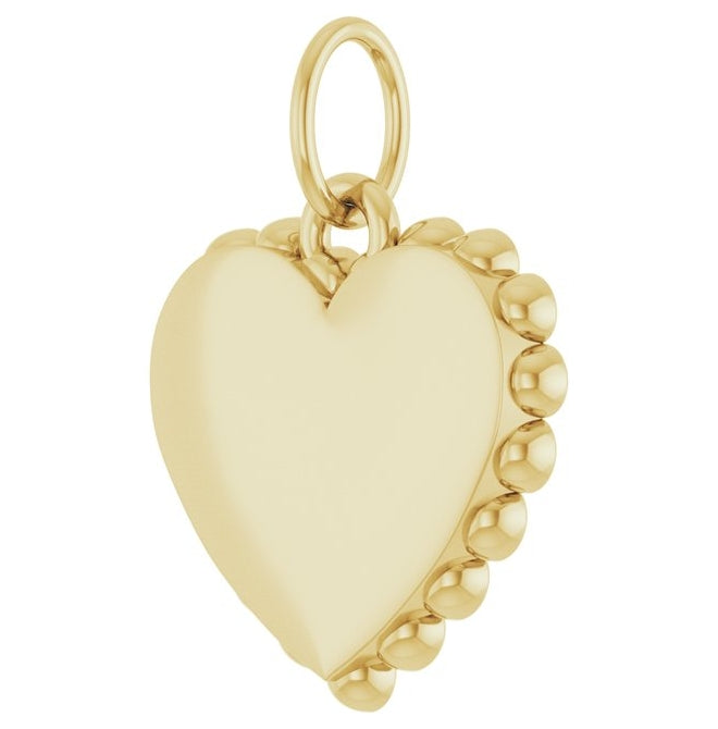 14K Yellow Or White Or Rose Gold Or Sterling Silver 14 X 11 Mm Polished Engravable Scalloped Heart Charm/Pendant