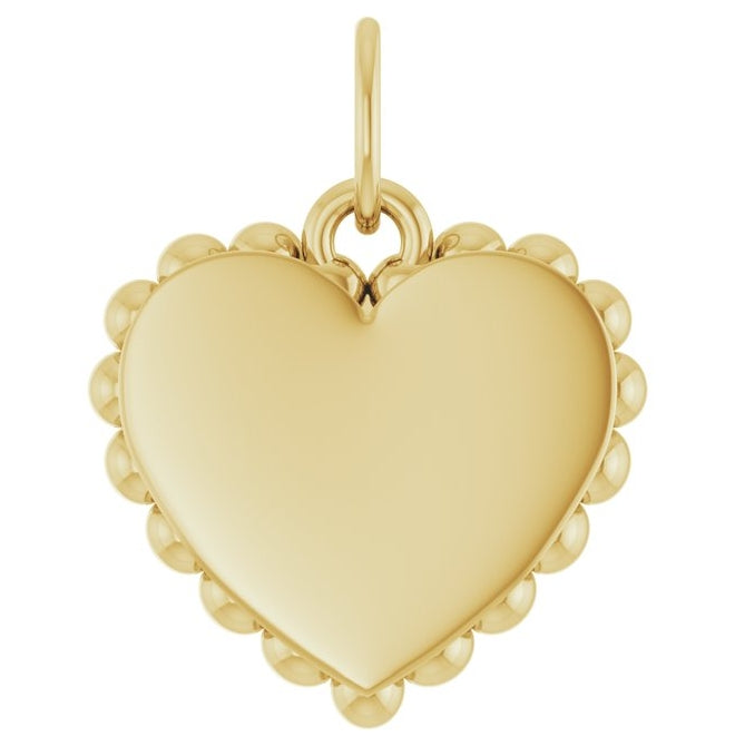 14K Yellow Or White Or Rose Gold Or Sterling Silver 14 X 11 Mm Polished Engravable Scalloped Heart Charm/Pendant