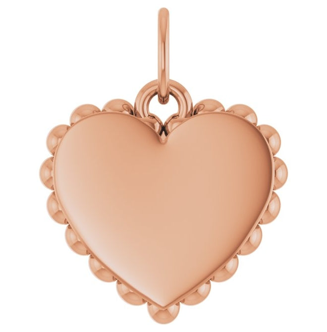 14K Yellow Or White Or Rose Gold Or Sterling Silver 14 X 11 Mm Polished Engravable Scalloped Heart Charm/Pendant