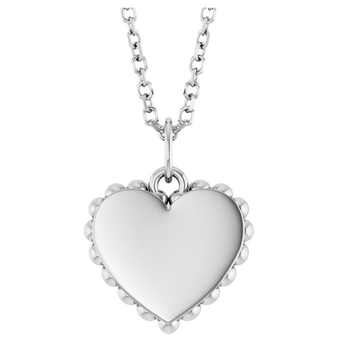 14K Yellow Or White Gold 14 X 11 Mm 16-18 In Polished Engravable Scalloped Heart Necklace