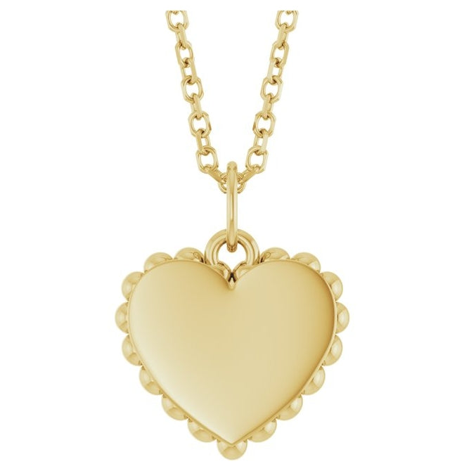 14K Yellow Or White Gold 14 X 11 Mm 16-18 In Polished Engravable Scalloped Heart Necklace