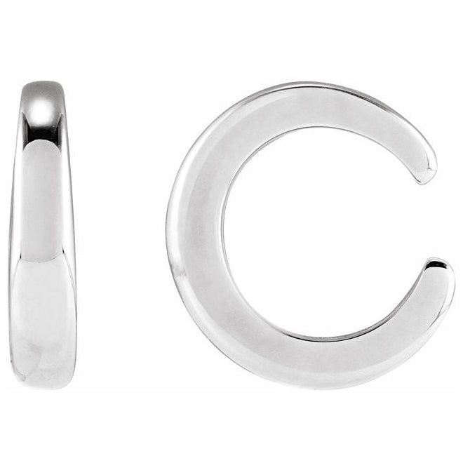 10K White Gold 13.9 X 3.6 Mm Each Backless Polished Domed Ear Cuff