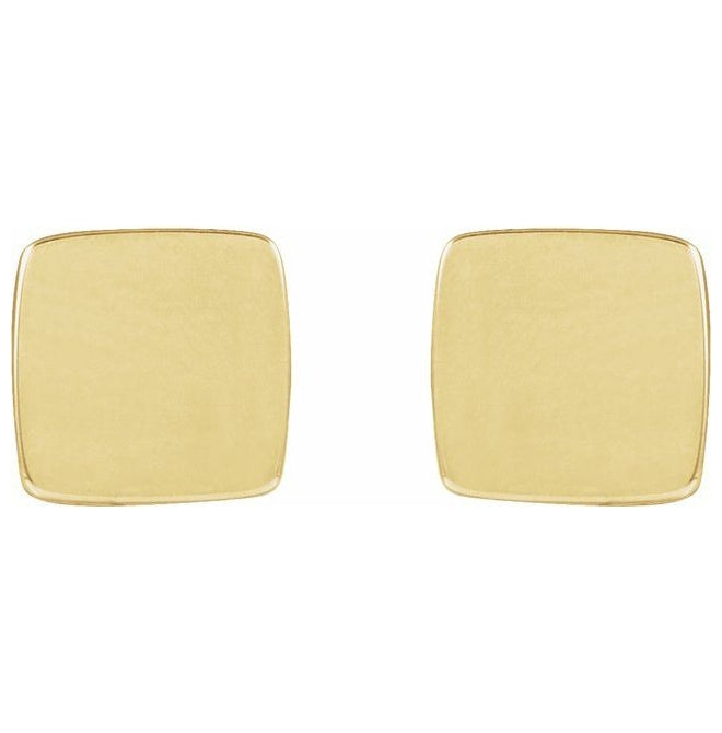 14K Yellow Gold 5 mm Engravable Geometric Stud Earrings
