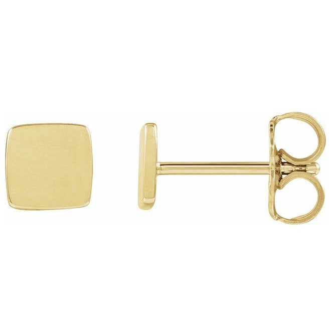 14K Yellow Gold 5 mm Engravable Geometric Stud Earrings