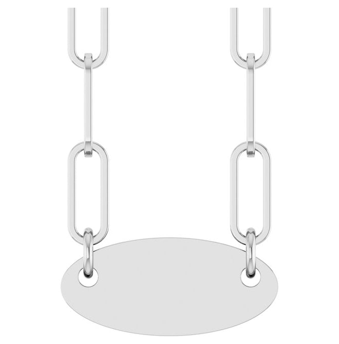 14K Yellow Gold Or Sterling Silver 13.2 X 5 Mm 18 In Polished Engravable Oval Necklace