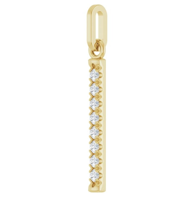 14K Yellow Gold Round 1.5Mm  I1, G-H Polished 1/8 Ctw Natural Diamond Vertical Bar Pendant