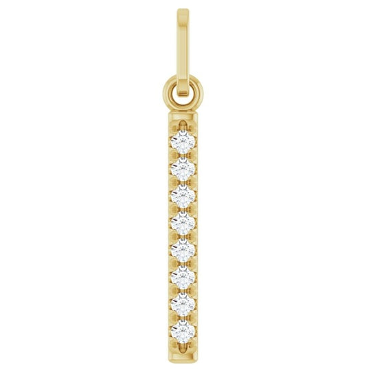 14K Yellow Gold Round 1.5Mm  I1, G-H Polished 1/8 Ctw Natural Diamond Vertical Bar Pendant